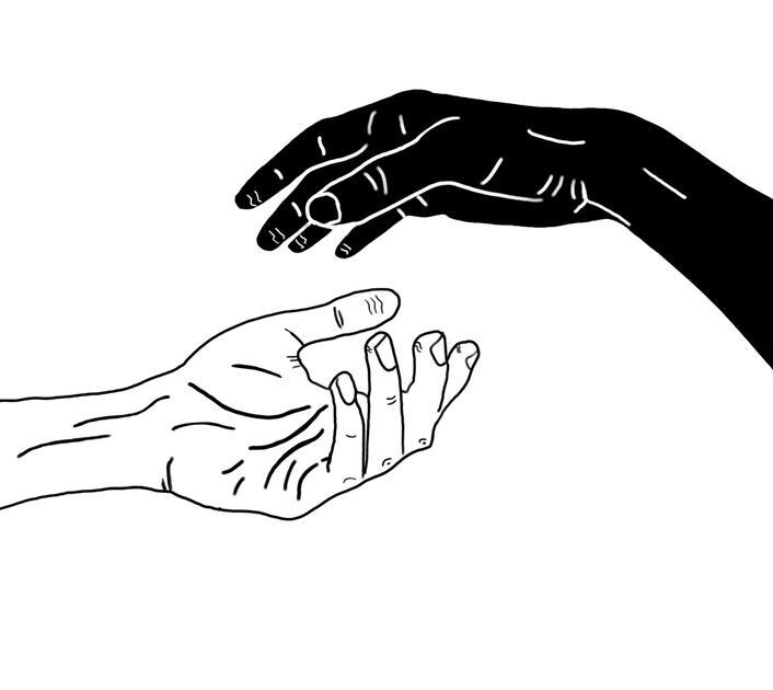 illustration of two hands coming together