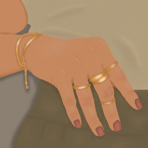illustration of ladys hand on hip